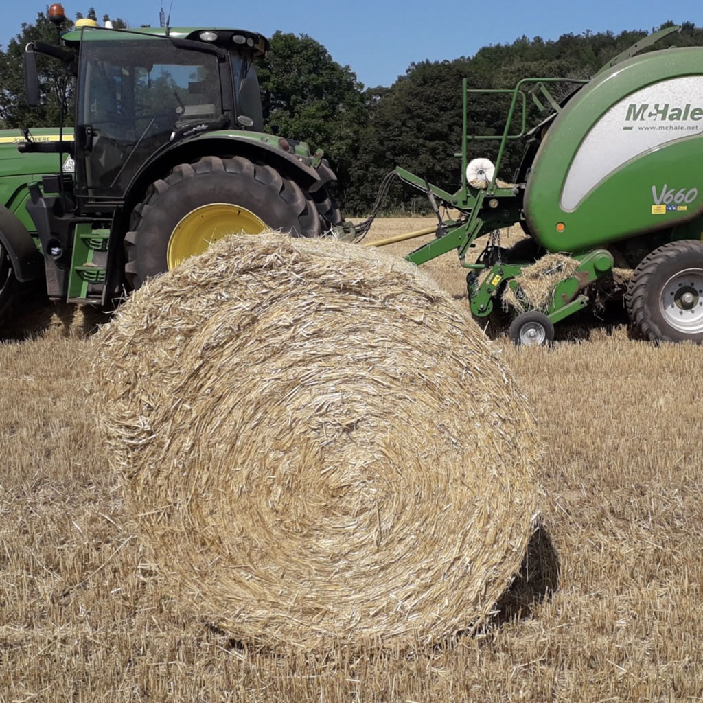 Tractor with hay bales