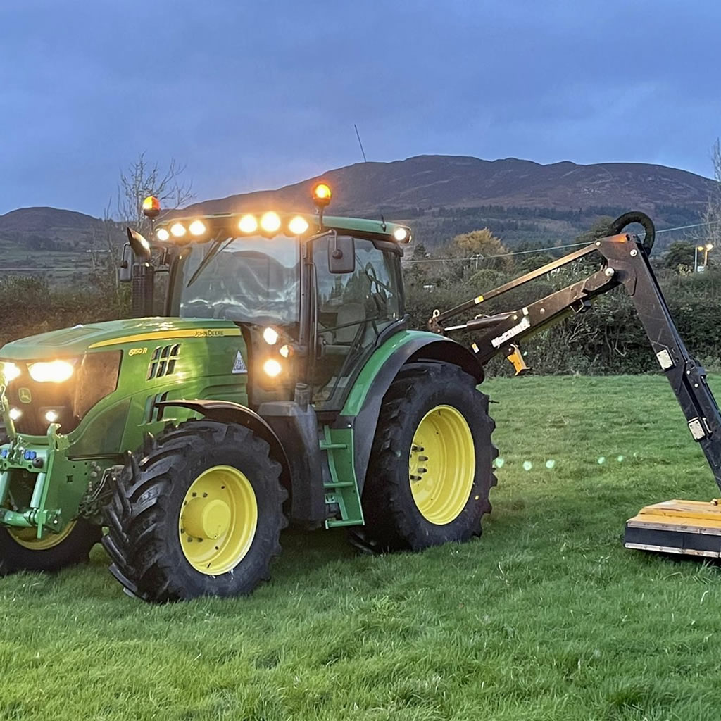 Flail mowing at dusk